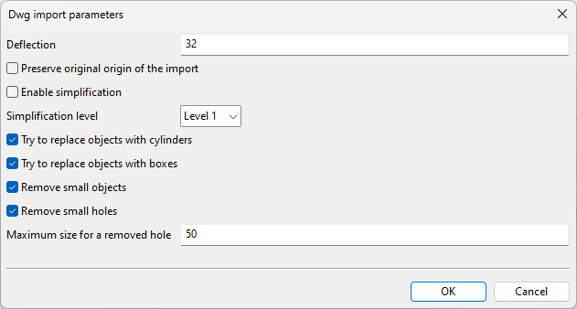 Dwg import parameters dialog